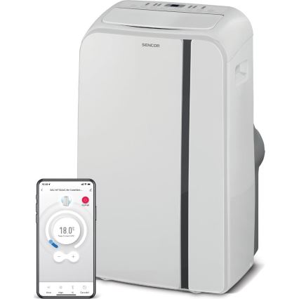 Sencor - Smart mobil luftkonditionering 3i1 med kompletta tillbehör 1450W/230V 12000 BTU Wi-Fi vit + fjärrkontroll