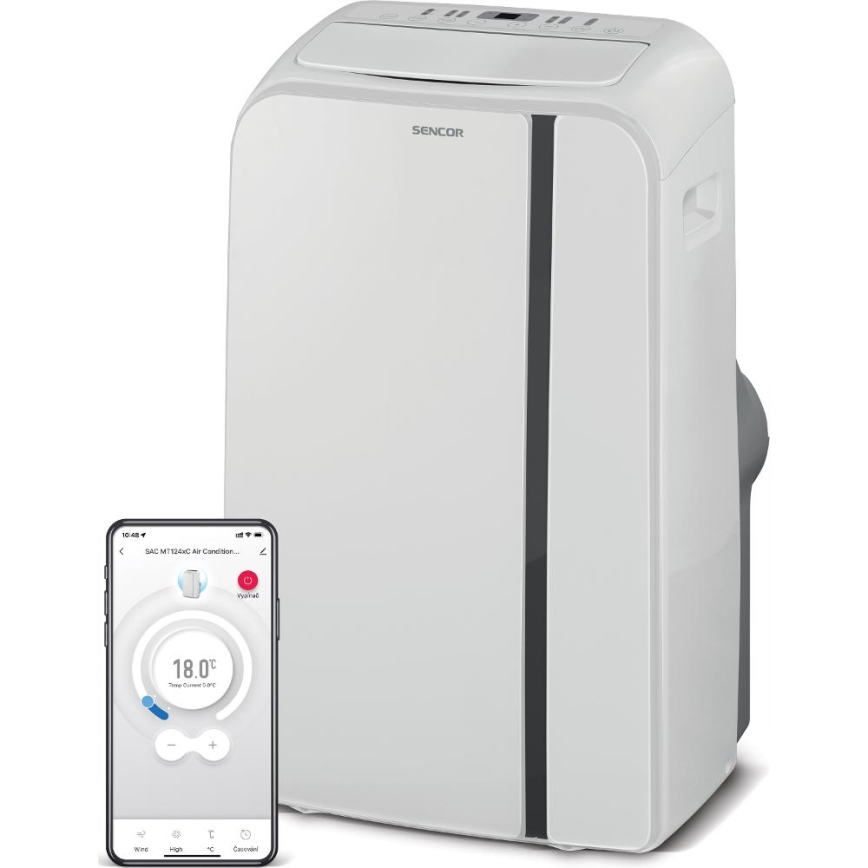 Sencor - Smart mobil luftkonditionering 3i1 med kompletta tillbehör 1450W/230V 12000 BTU Wi-Fi vit + fjärrkontroll