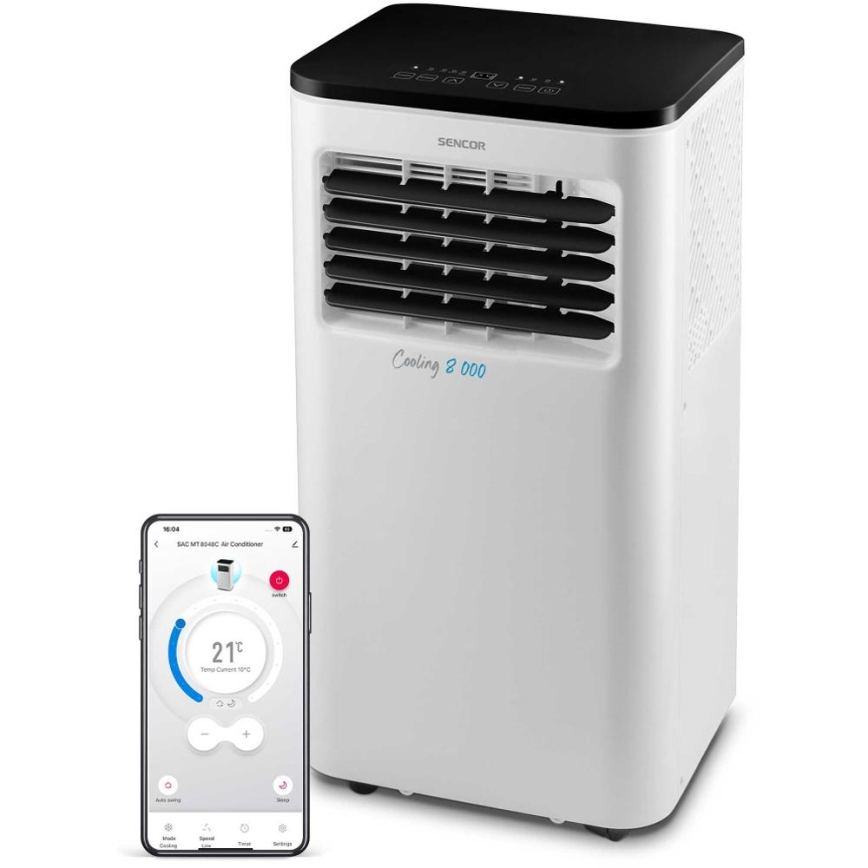 Sencor - Smart mobil luftkonditionering 3i1 med kompletta tillbehör 805W/230V 8000 BTU Wi-Fi + fjärrkontroll
