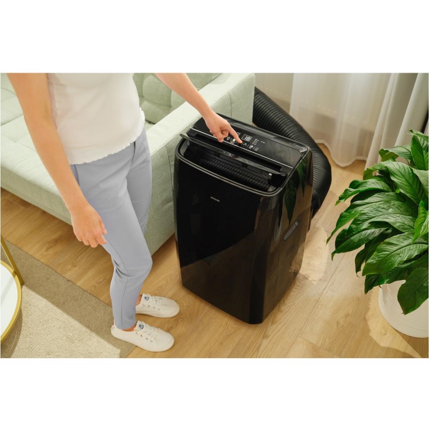 Sencor - Smart mobil luftkonditionering inkluderar alla tillbehör 900W/230V 9000 BTU Wi-Fi svart + fjärrkontroll