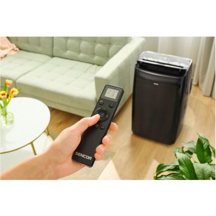 Sencor - Smart mobil luftkonditionering inkluderar alla tillbehör 900W/230V 9000 BTU Wi-Fi svart + fjärrkontroll