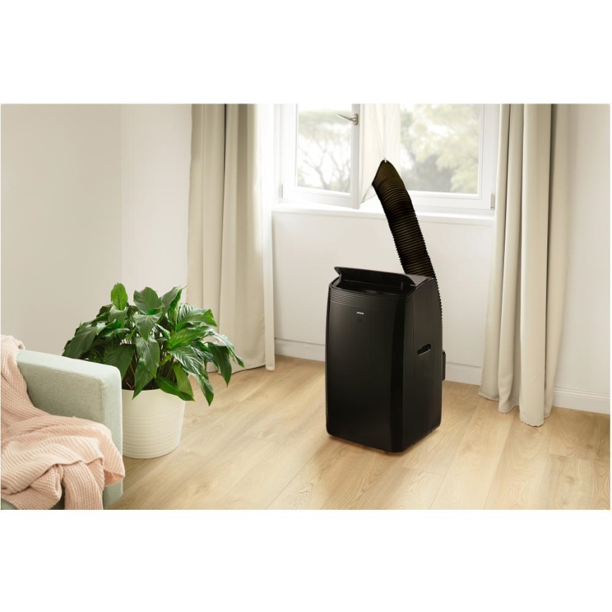 Sencor - Smart mobil luftkonditionering inkluderar alla tillbehör 900W/230V 9000 BTU Wi-Fi svart + fjärrkontroll