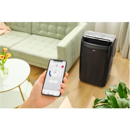 Sencor - Smart mobil luftkonditionering inkluderar alla tillbehör 900W/230V 9000 BTU Wi-Fi svart + fjärrkontroll