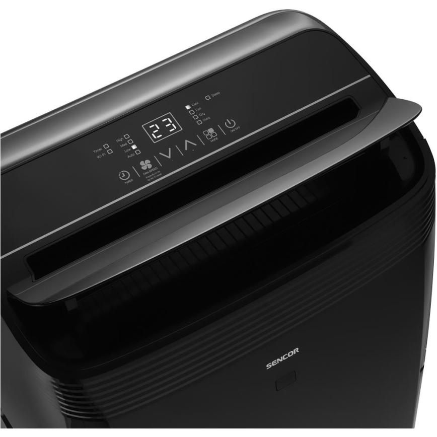 Sencor - Smart mobil luftkonditionering inkluderar alla tillbehör 900W/230V 9000 BTU Wi-Fi svart + fjärrkontroll