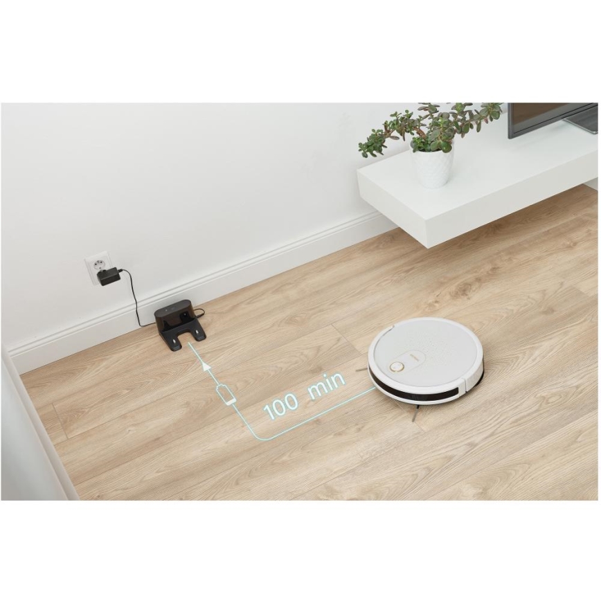 Sencor - Smart robotdammsugare med mopp 2i1 28W/2600 mAh Wi-Fi vit + fjärrkontroll