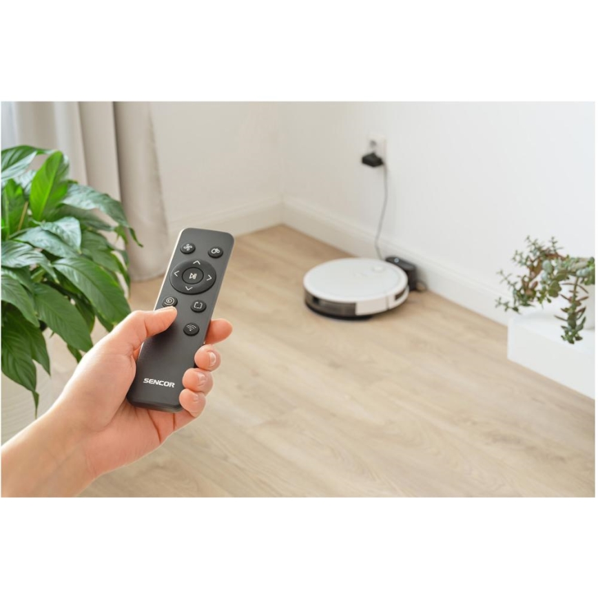Sencor - Smart robotdammsugare med mopp 2i1 28W/2600 mAh Wi-Fi vit + fjärrkontroll
