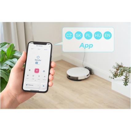 Sencor - Smart robotdammsugare med mopp 2i1 28W/2600 mAh Wi-Fi vit + fjärrkontroll