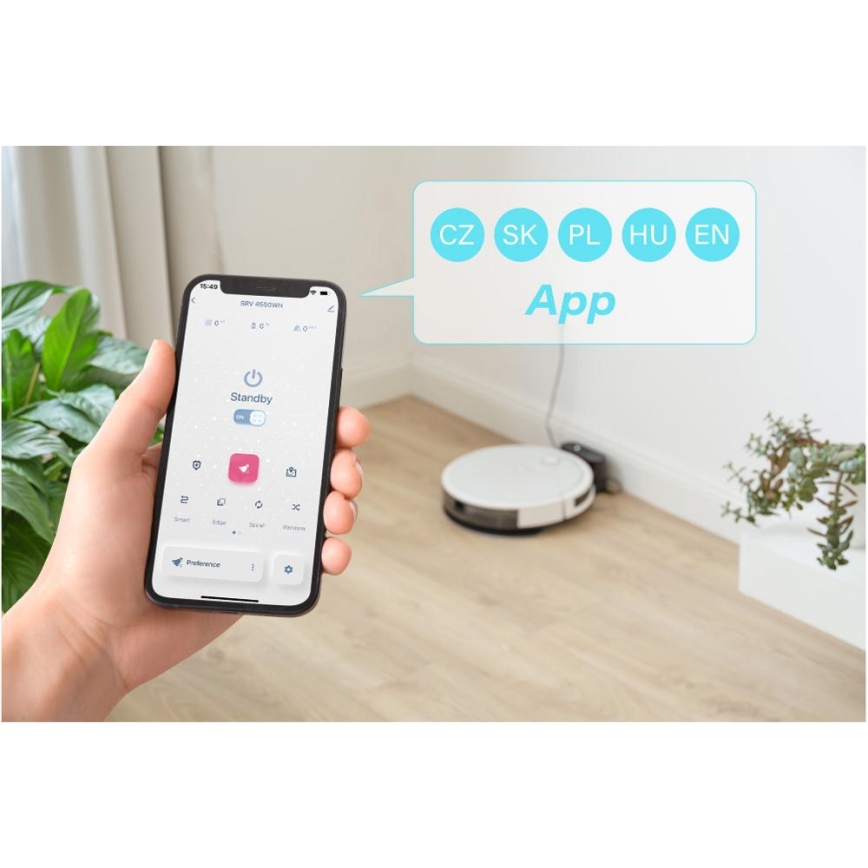 Sencor - Smart robotdammsugare med mopp 2i1 28W/2600 mAh Wi-Fi vit + fjärrkontroll