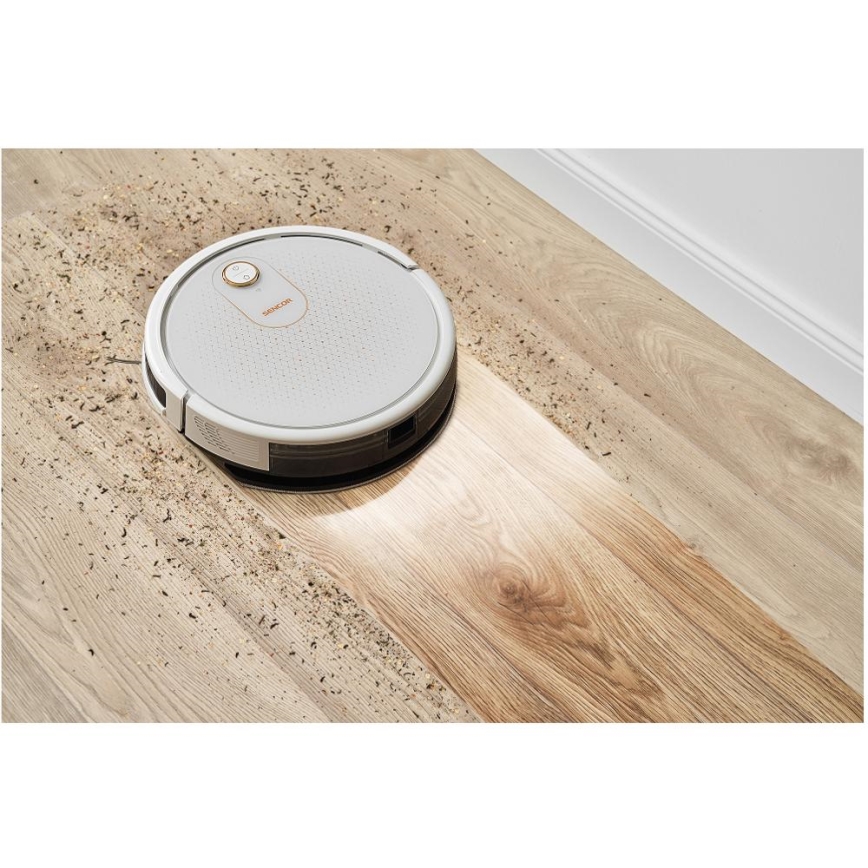 Sencor - Smart robotdammsugare med mopp 2i1 28W/2600 mAh Wi-Fi vit + fjärrkontroll