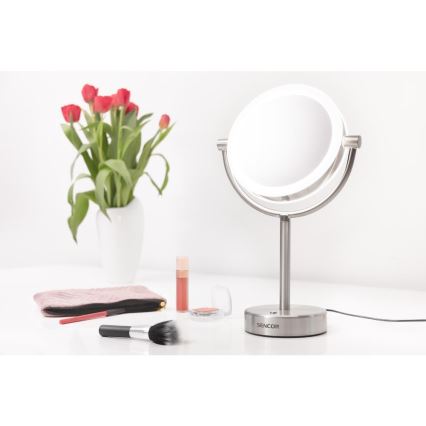 Sencor - Sminkspegel med LED-bakgrundsbelysning LED/5W/230V rostfri