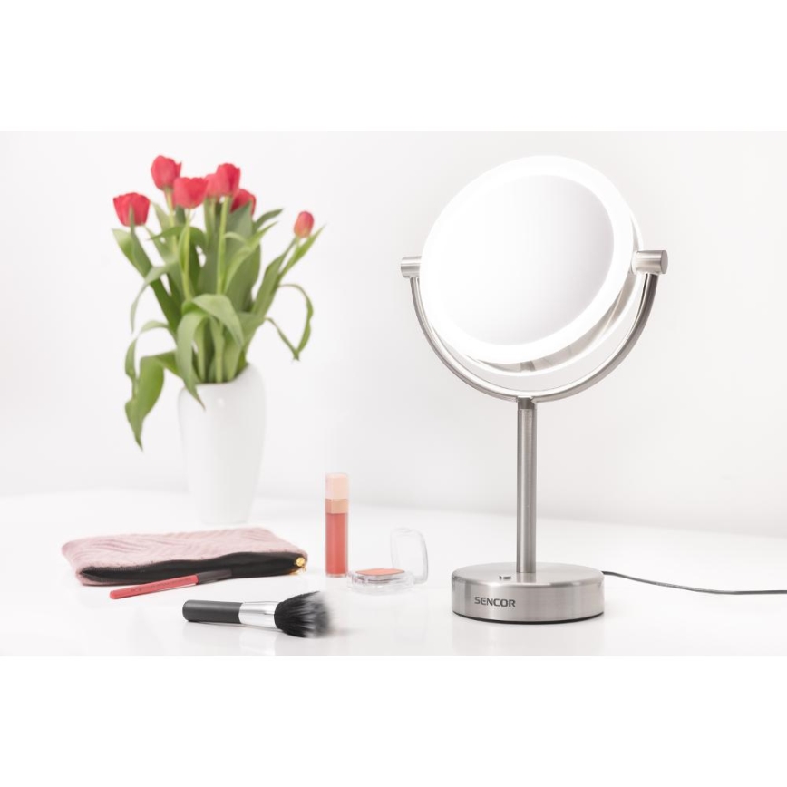 Sencor - Sminkspegel med LED-bakgrundsbelysning LED/5W/230V rostfri