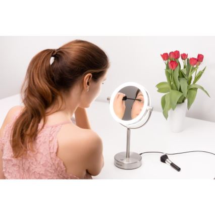 Sencor - Sminkspegel med LED-bakgrundsbelysning LED/5W/230V rostfri