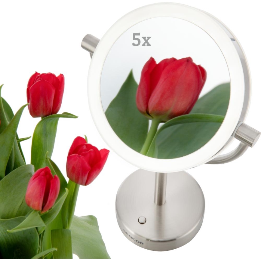 Sencor - Sminkspegel med LED-bakgrundsbelysning LED/5W/230V rostfri