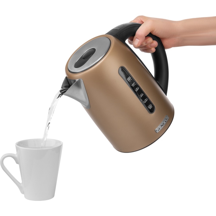 Sencor - Vattenkokare med termoreglering 1,7 l 2150W/230V brun
