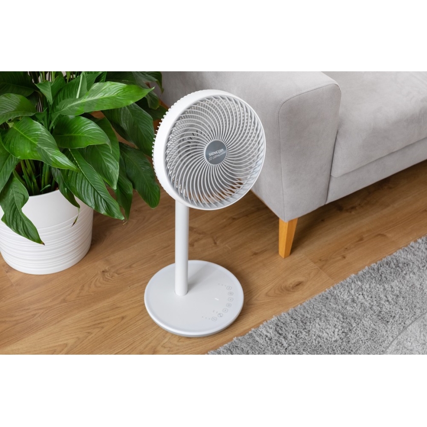 Sencor - Stående fläkt 3D UltraSilent 26W/230V vit + fjärrkontroll