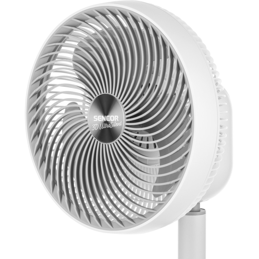 Sencor - Stående fläkt 3D UltraSilent 26W/230V vit + fjärrkontroll