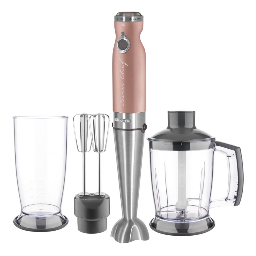 Sencor - Stavmixer 4-i-1 1200W/230V rostfritt stål/roséguld