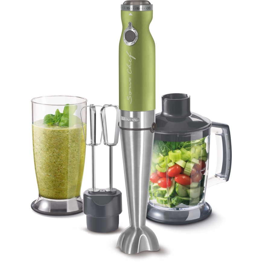 Sencor - Stick blender 4in1 1200W/230V rostfri/grön