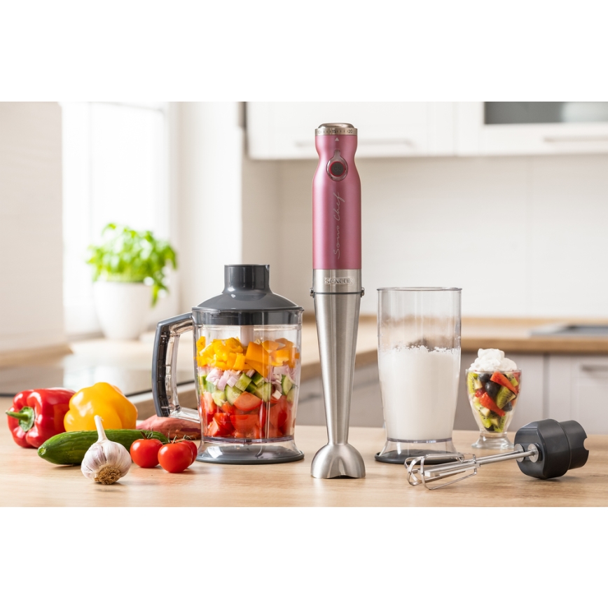 Sencor - Stick blender 4in1 1200W/230V rostfri/rosa