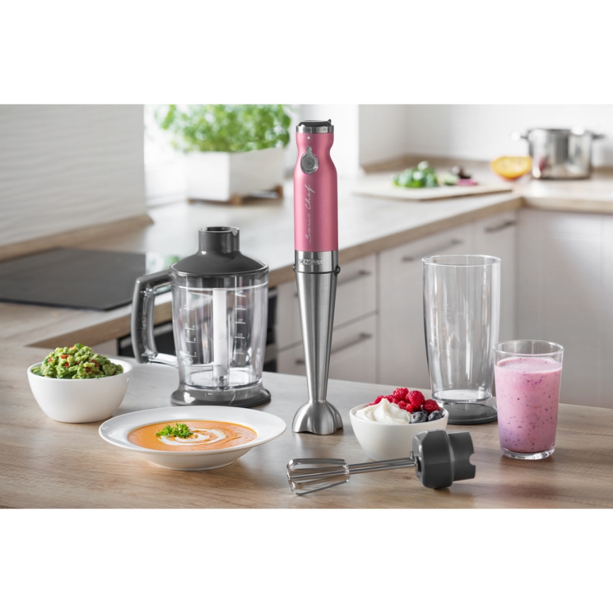 Sencor - Stick blender 4in1 1200W/230V rostfri/rosa