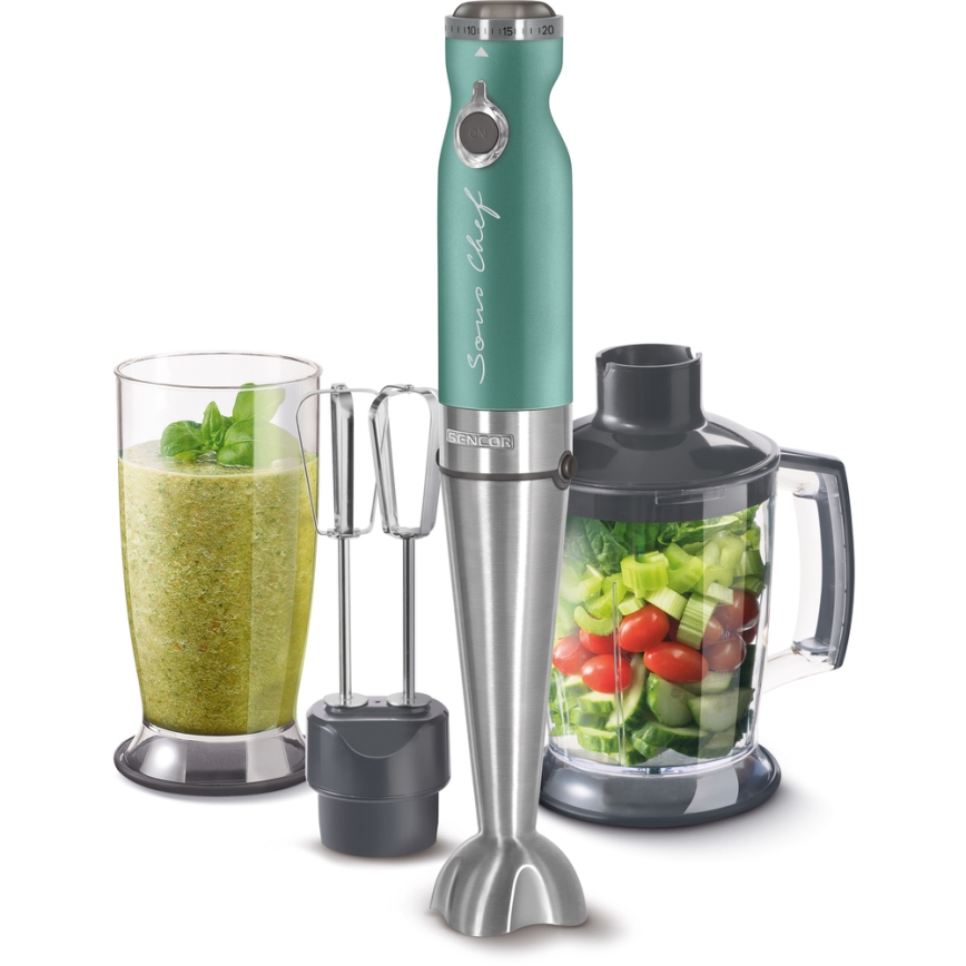 Sencor - Stick blender 4in1 1200W/230V rostfri/turkos