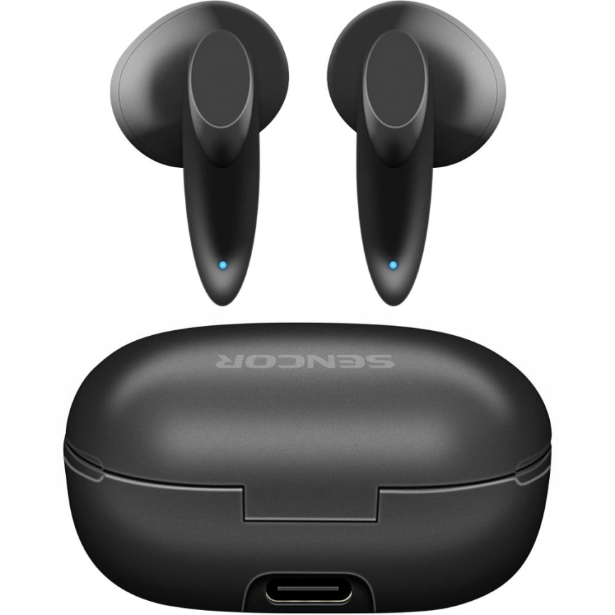 Sencor - Trådlös earphones 230 mAh + 2x 25 mAh IPX4 svart