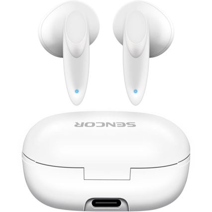 Sencor - Trådlös earphones 230 mAh + 2x 25 mAh IPX4 vit