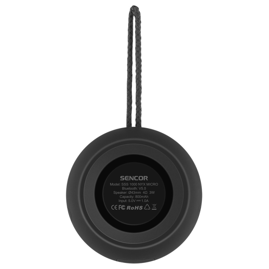 Sencor - Trådlös högtalare 3W 800 mAh IPX4 svart
