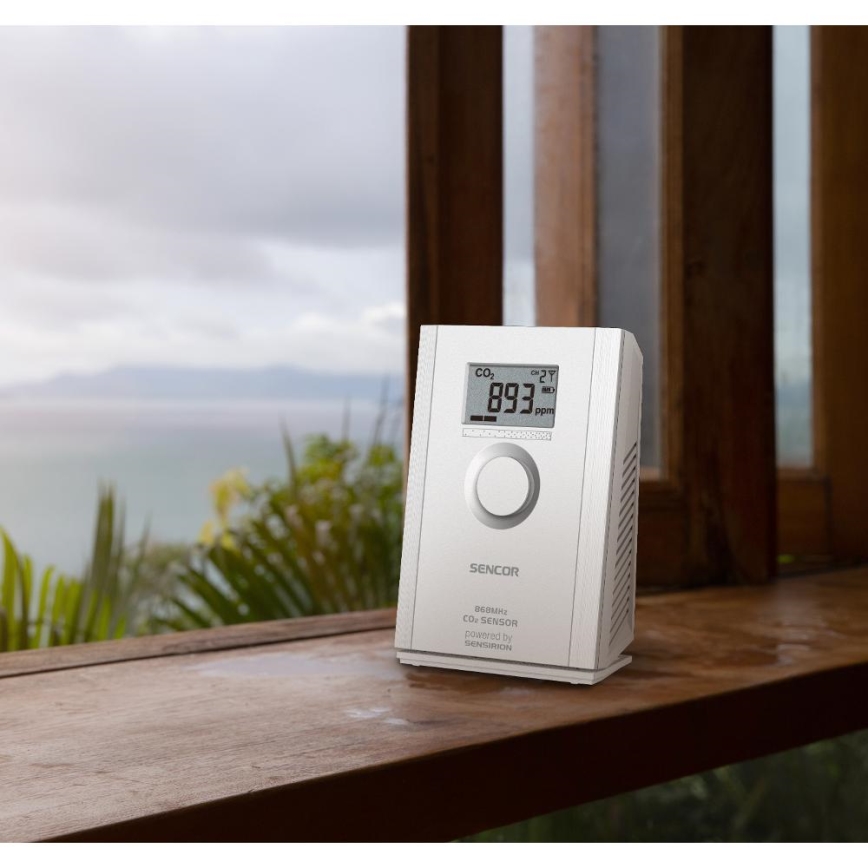 Sencor - Trådlös koldioxidsensor 5V/3xAA 2000 mAh