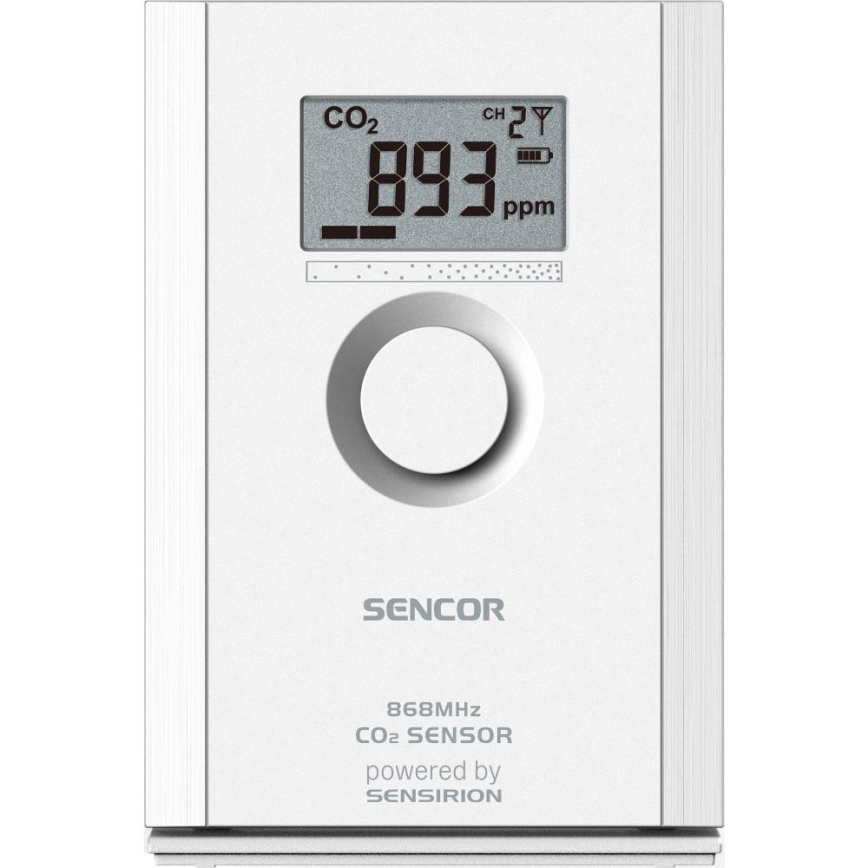 Sencor - Trådlös koldioxidsensor 5V/3xAA 2000 mAh