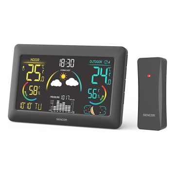 Sencor - Väderstation med LCD-skärm i färg och väckarklocka 3xAA