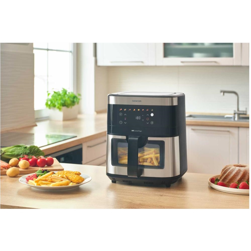 Sencor - Varmluftsfritös 9 l 1700W/230V svart/matt krom