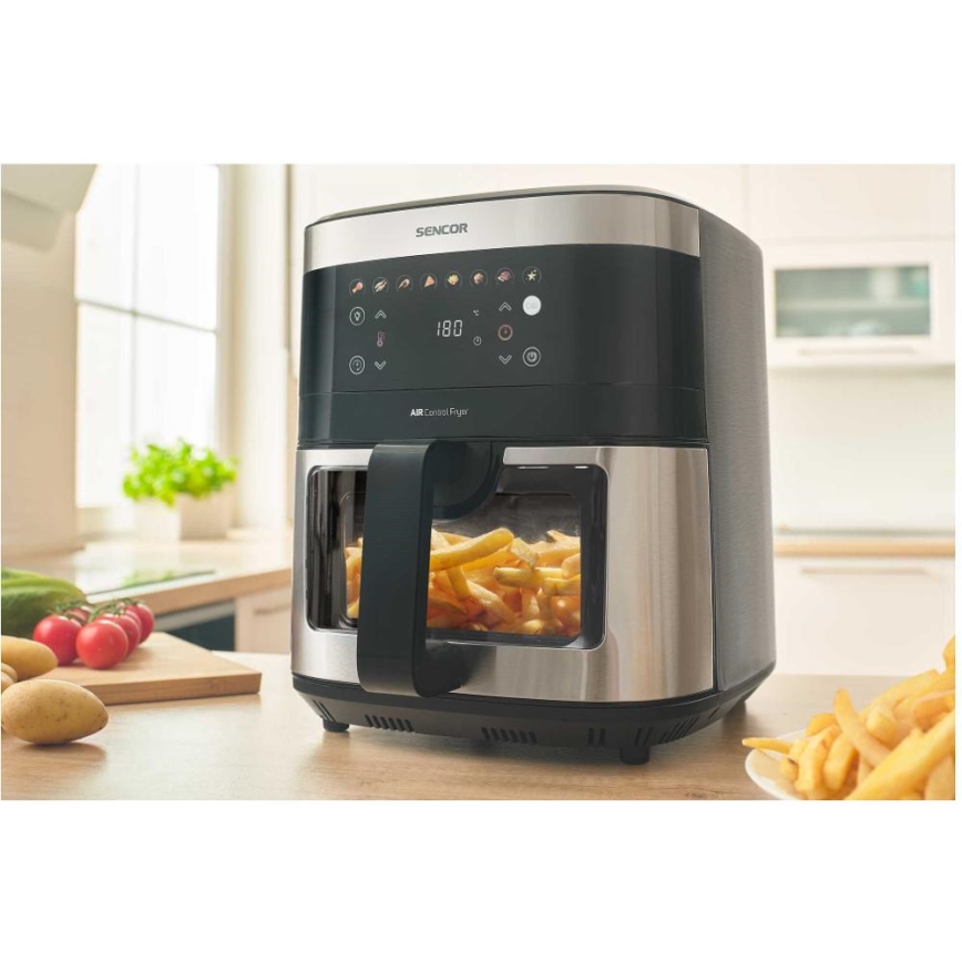Sencor - Varmluftsfritös 9 l 1700W/230V svart/matt krom