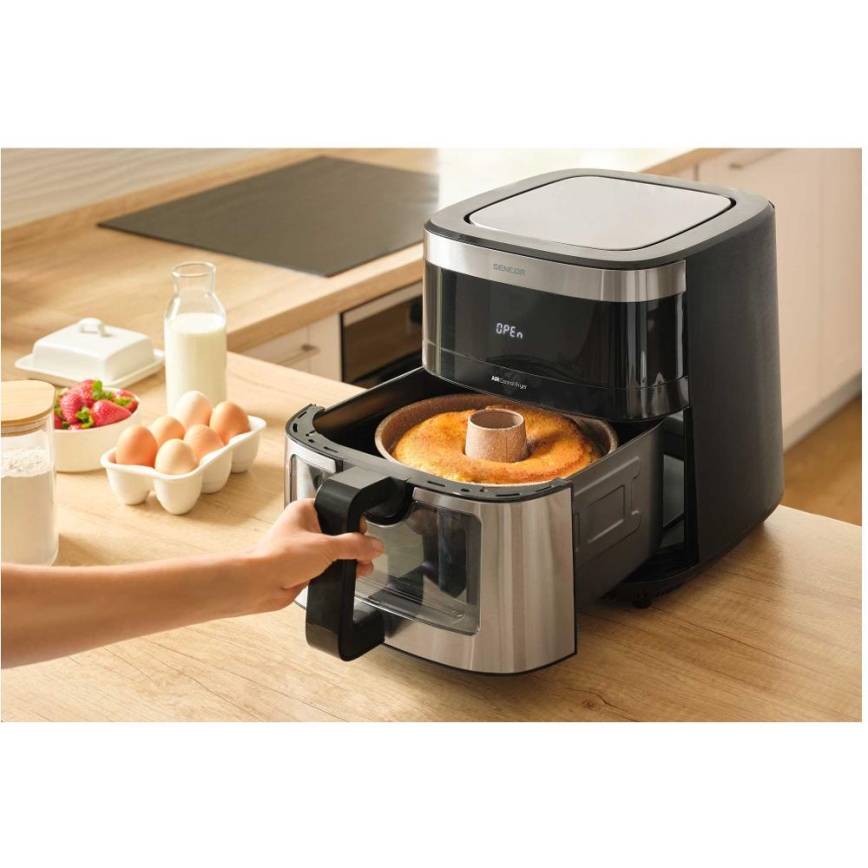 Sencor - Varmluftsfritös 9 l 1700W/230V svart/matt krom