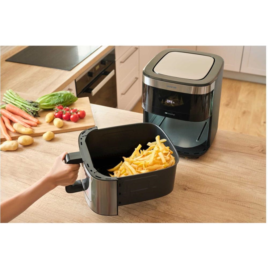 Sencor - Varmluftsfritös 9 l 1700W/230V svart/matt krom
