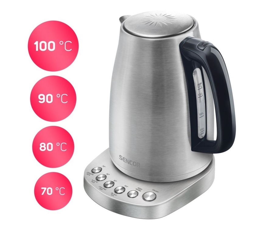 Sencor - Vattenkokare med termoreglering 1,7 l 2200W/230V rostfritt 