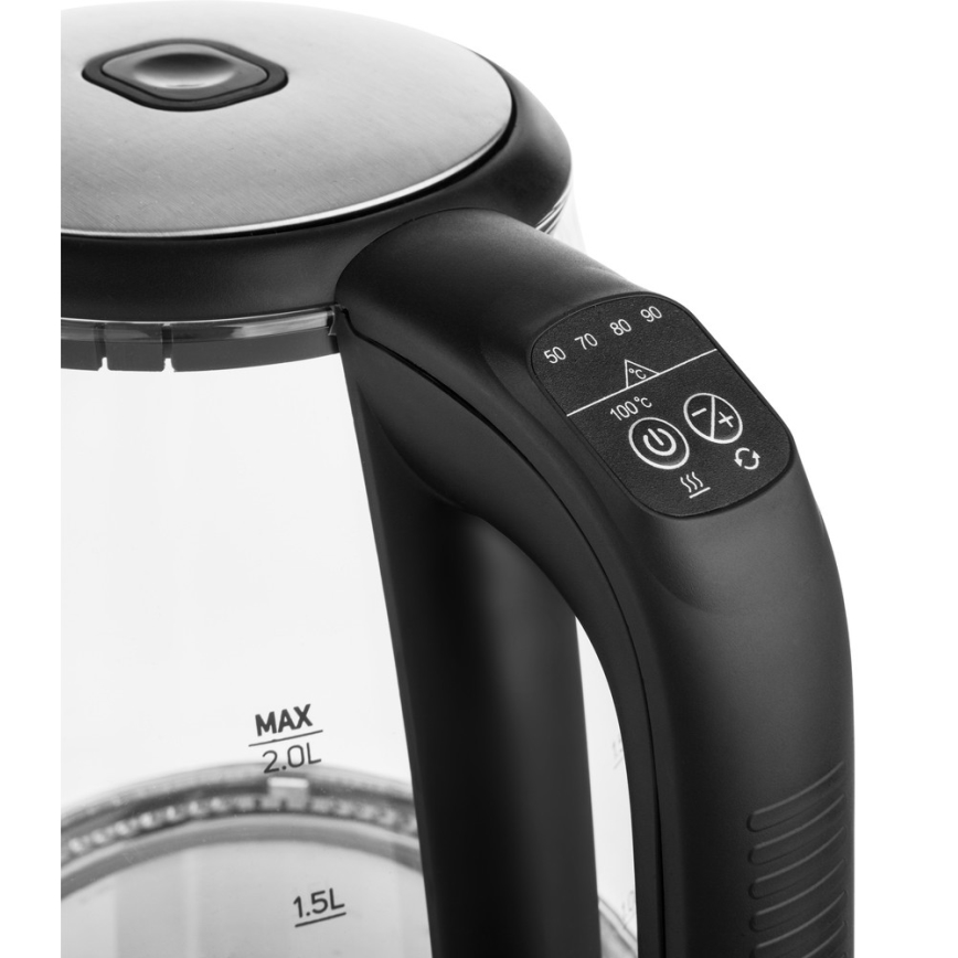 Sencor - Vattenkokare med termoreglering Data kontakt  LED bakgrundsbelyst 2 l 2200W/230V