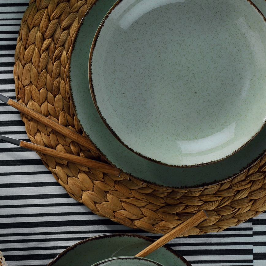 Servis 24 delar, grön/porslin