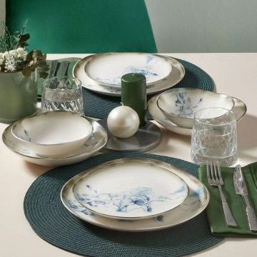 Servis 24 st vit/blå/porslin