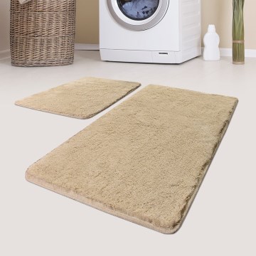 SET 2x Badrumsmatta 60x100 cm beige