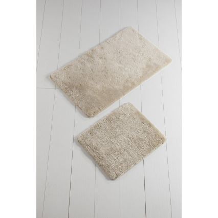 SET 2x Badrumsmatta 60x100 cm beige