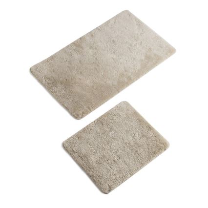 SET 2x Badrumsmatta 60x100 cm beige