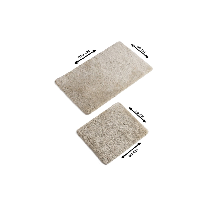 SET 2x Badrumsmatta 60x100 cm beige