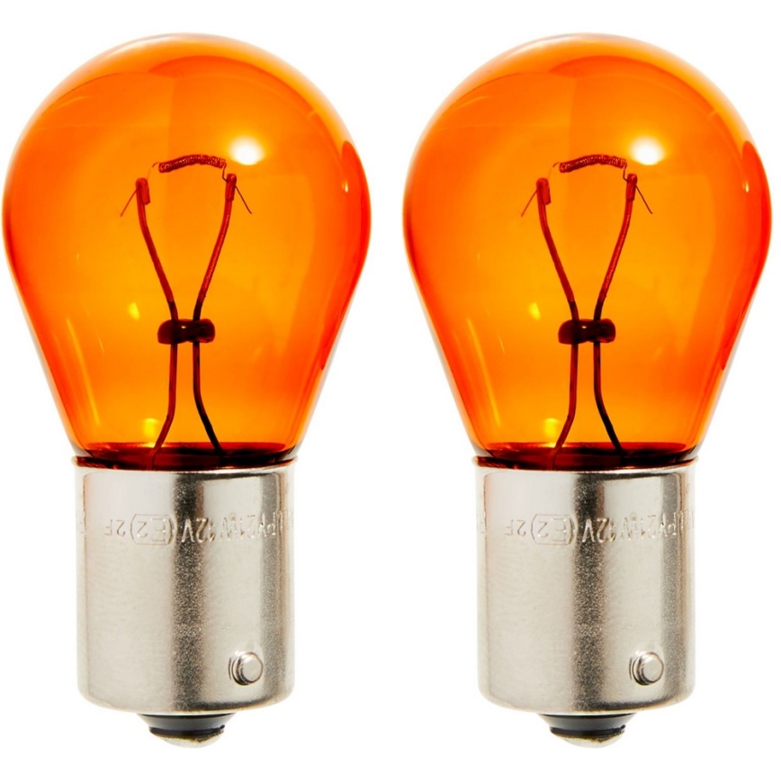 SET 2x BilGlödlampa Philips VISION 12496NAB2 PY21W BAU15s/21W/12V