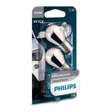 SET 2x Billampor Philips SILVER VISION 12496SVB2 PY21W BAU15s/21W/12V