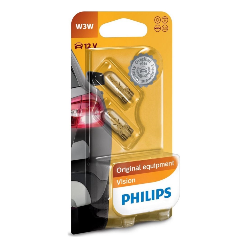 SET 2x Billampor Philips VISION 12256B2 W2,1x9,5d/3W/12V