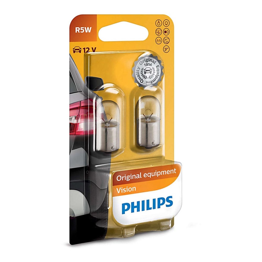 SET 2x Billampor Philips VISION 12821B2 R5W BA15s/5W/12V