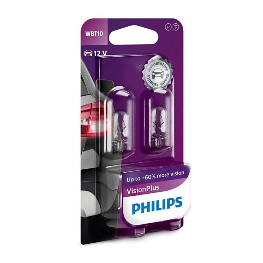 SET 2x Billampor Philips VISION PLUS WB T10 W2,1x9,5D/6W/12V