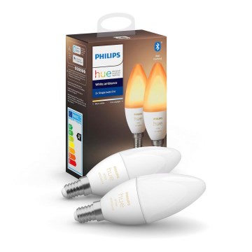 SET 2x Dimbar LED-lampa Philips Hue Vit B39 E14/4W/230V 2200K-6500K