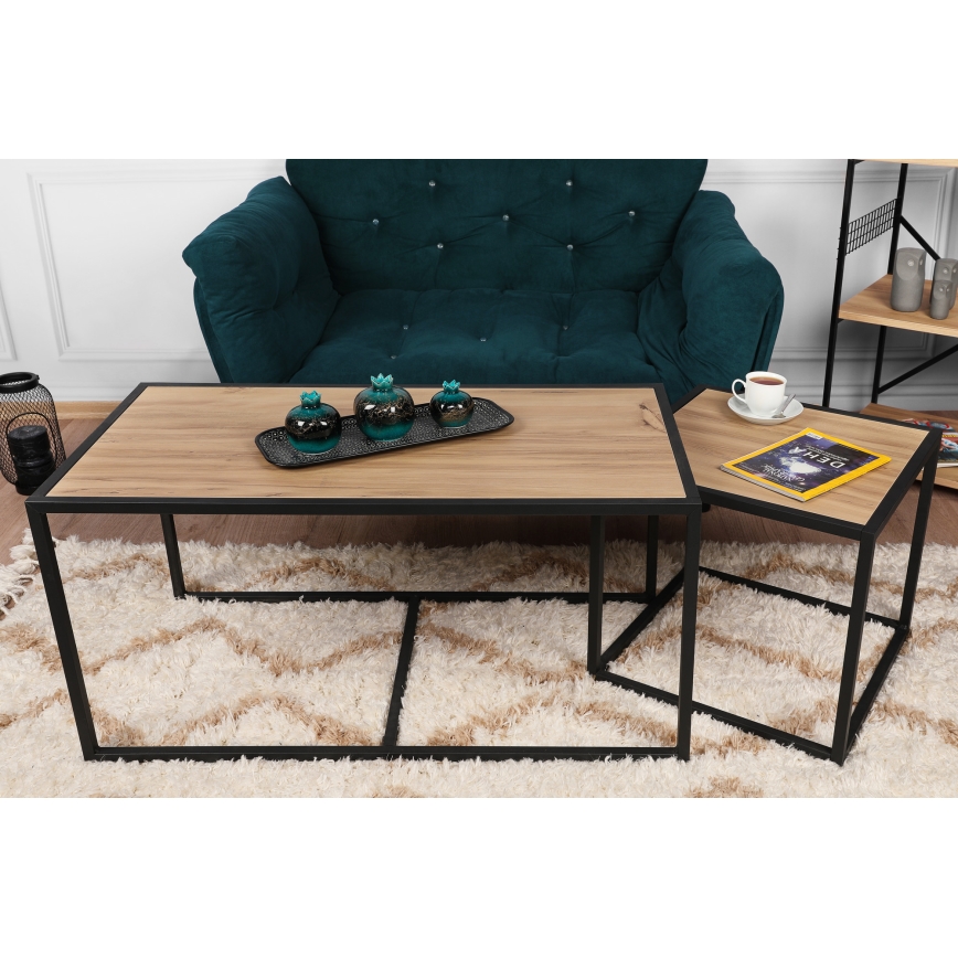 SET 2x Konferensbord ATLANTIS brun/svart